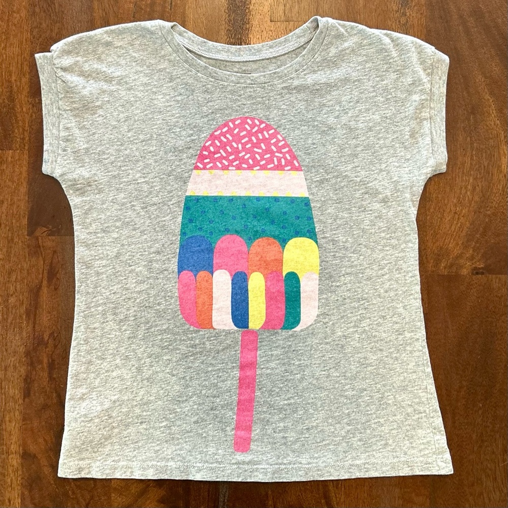 Tea Collection Cap Sleeve Girls Size 8 Colorful Popsicle Print Top, T-shirt